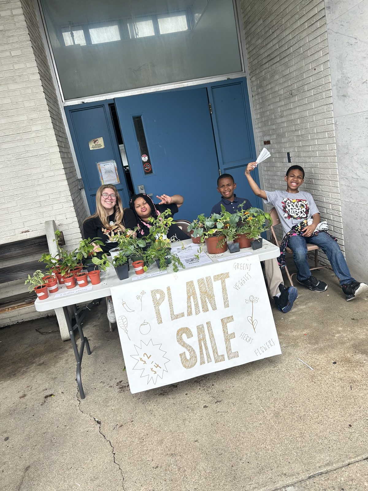 Student gardening